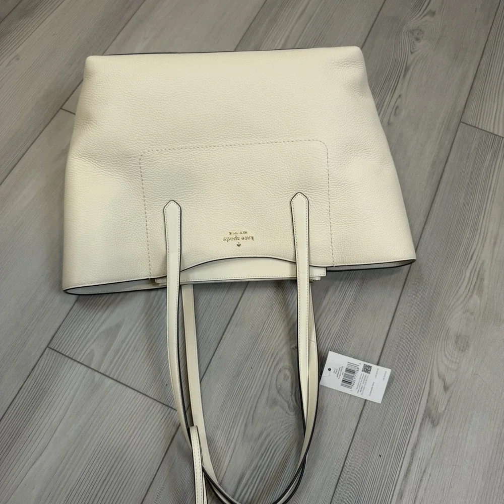 NWT Kate Spade KN624 Cece Pebbled Leather Large Tote Set In Meringue BEIGE - Picture 7 of 13